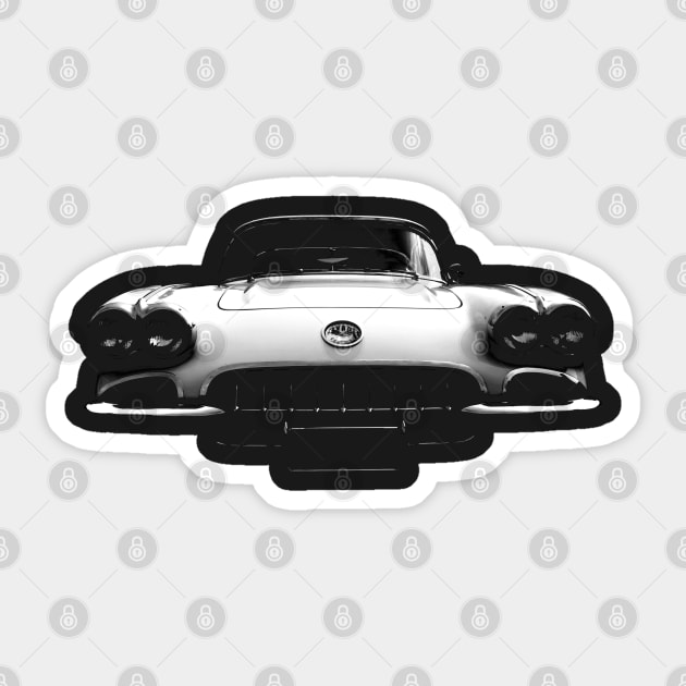 chevrolet corvette, black shirt Sticker by hottehue